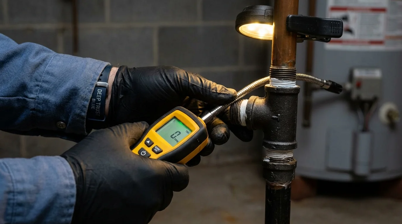 Gas leak detection with electronic sniffer by Johns Plumbing LLC in Harrodsburg