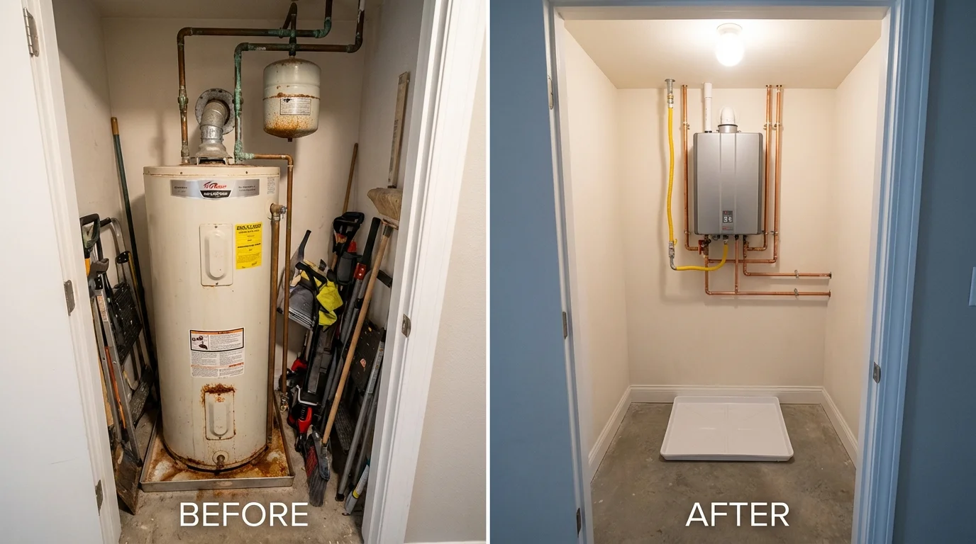 Tank water heater versus wall-mounted tankless unit comparison for Harrodsburg, KY homeowners